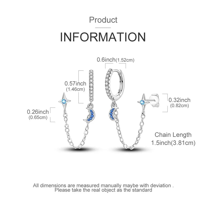 925 Sterling Silver Hoop Earring For Woman Night Sky Blue Purple Gemstone Original Earrings Fashion Jewelry Gift