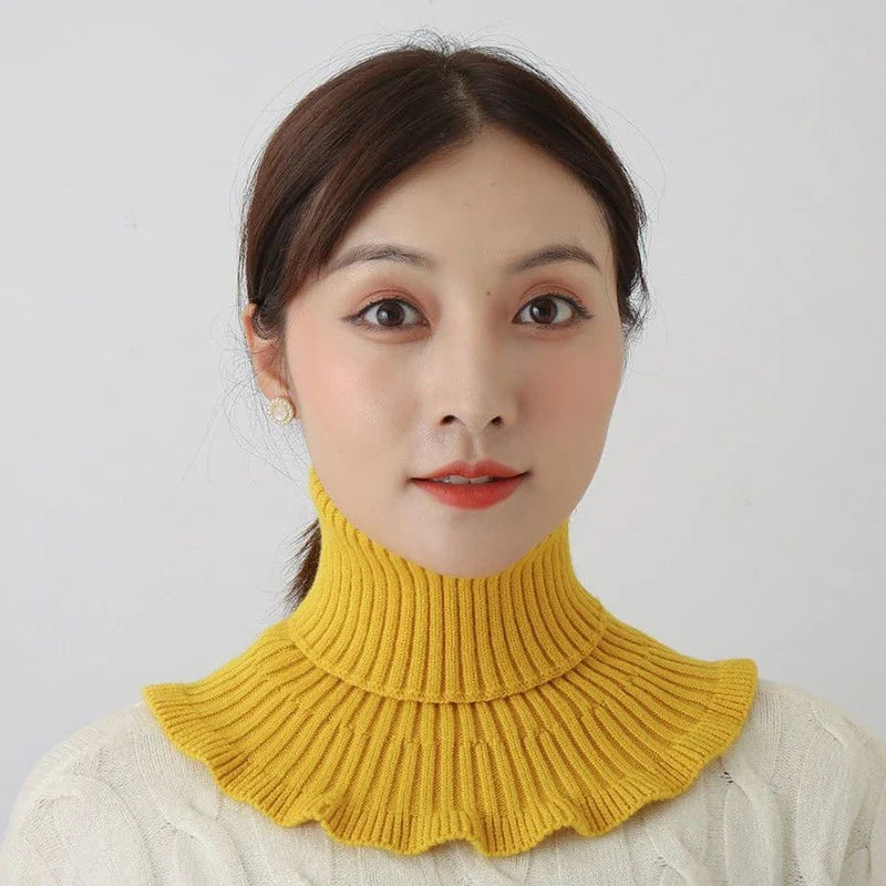 Warm Knitted Fake Collar Women Thicken Turtleneck Ruffles False Collars Detachable Neck Guard Winter Windproof Fake Collar