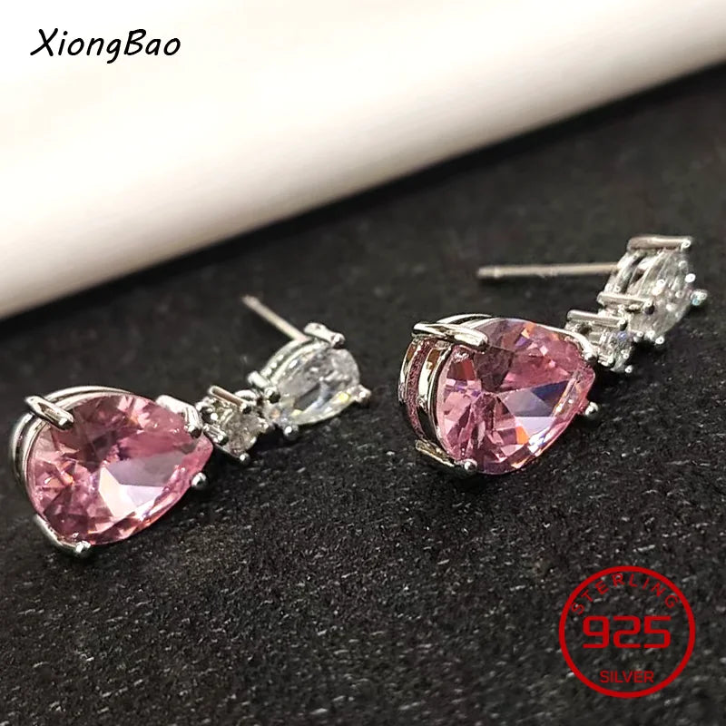 925 Sterling Silver Earrings New Women Elegant Temperament Sterling Anniversary Gift Fashion Jewelry Accessories Geometric Ears