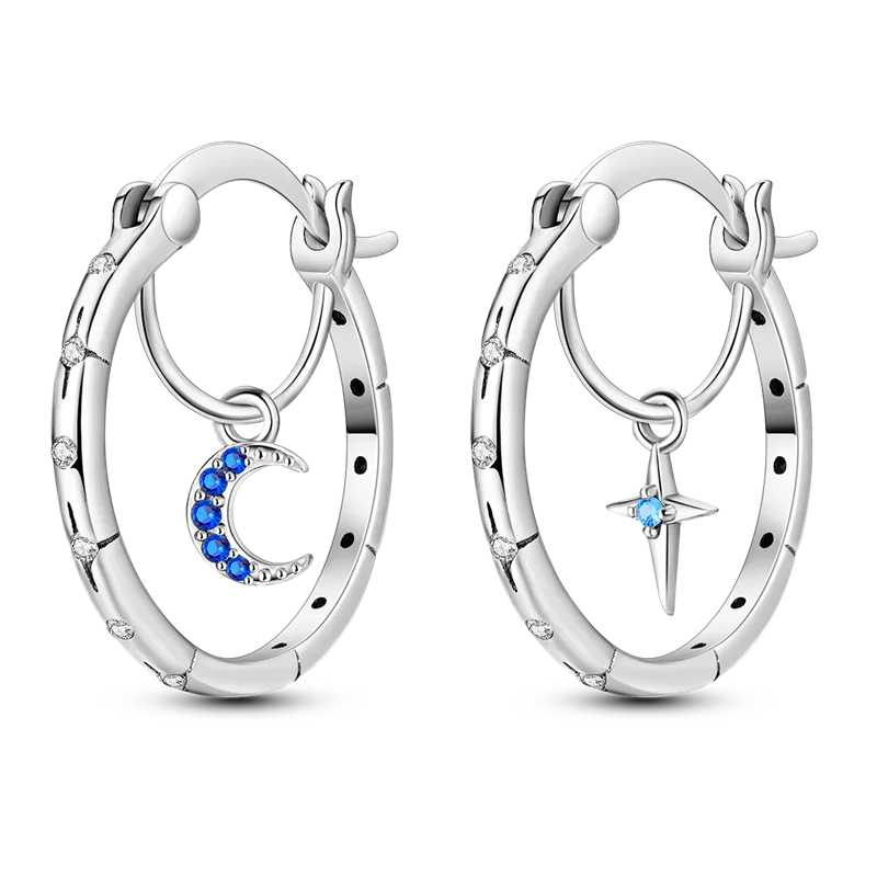 Genuine 925 Sterling Silver Love Feather Earrings Fit Original Charms Hoop For Women Girls Stud Earring Fine Jewelry Gifts