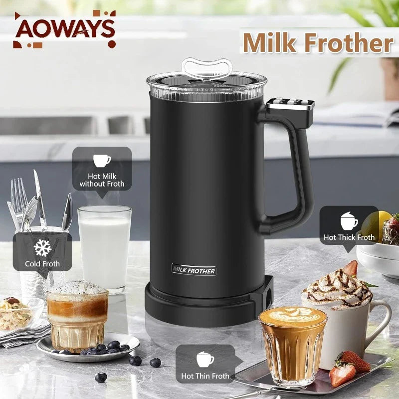 110V/220V Milk Frother 4-in-1 Home Coffee Latte Maker Hot Cold Beverages  Dual Function Stainless Steel Electric Milk Frother