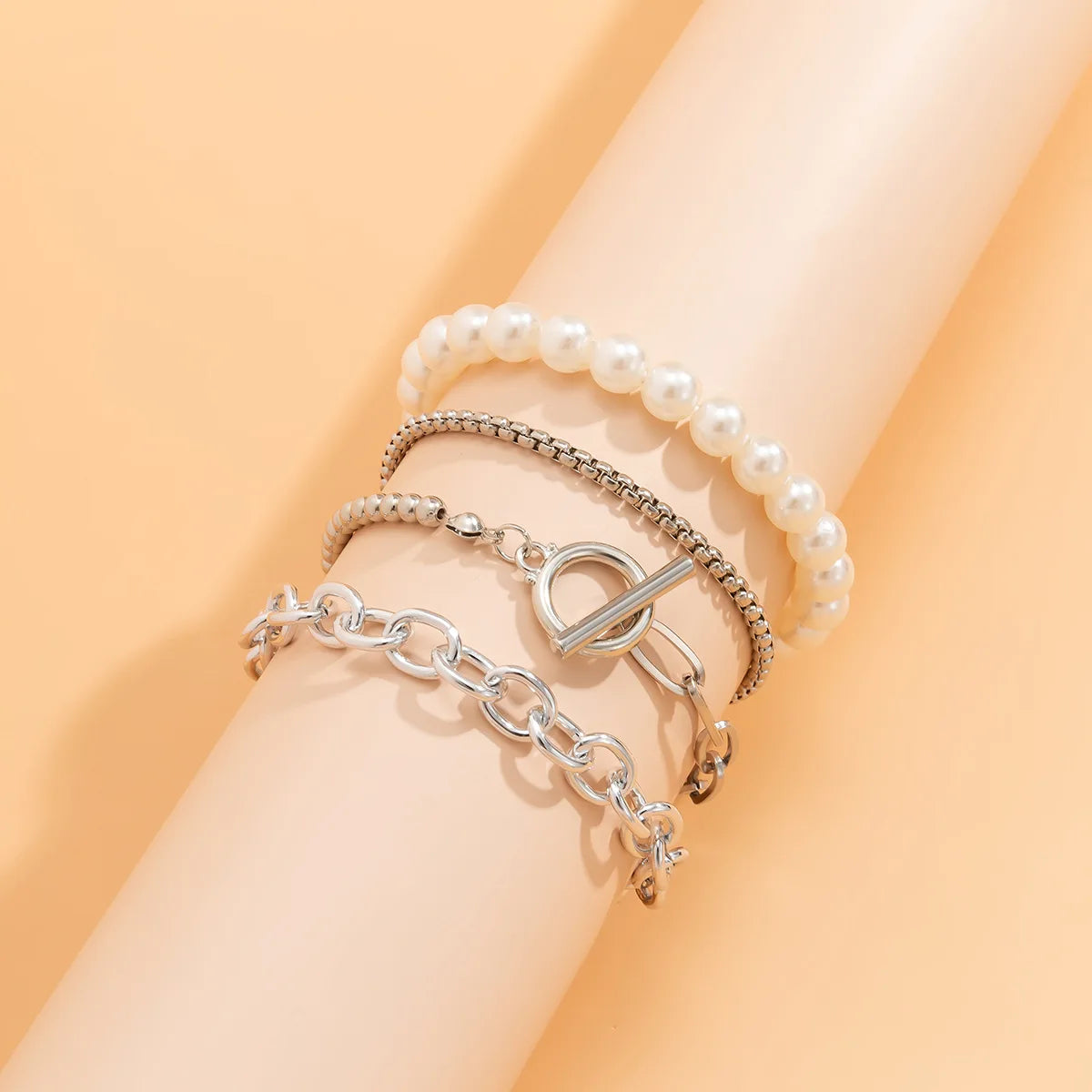 Boho Imitation Pearl Beaded Bracelet Women's Retro Fashion Creative Gold Color Beads O-Chain Bracelets Girls Birthday Jewelry