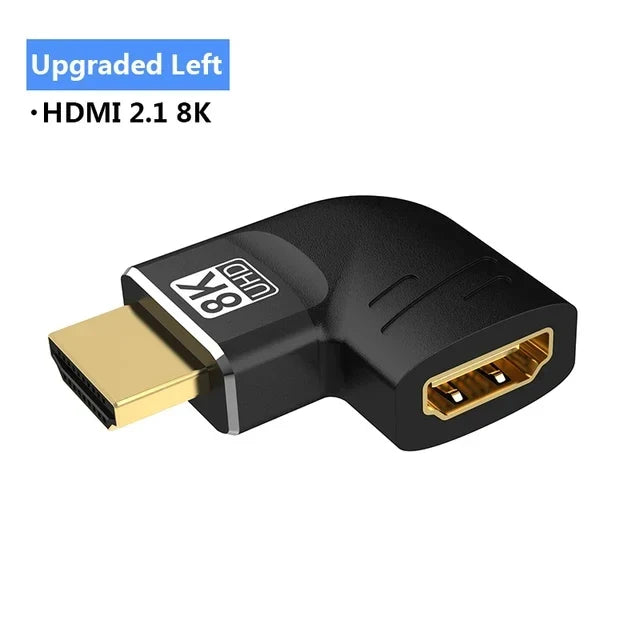 MIZIQIER 8K HDMI 2.1 Adapter 90 270 Degree Male to Female, 8k60Hz 4k120Hz,48Gbps,Compatible PS5/4, HDTV, Roku, TV Stick, PC