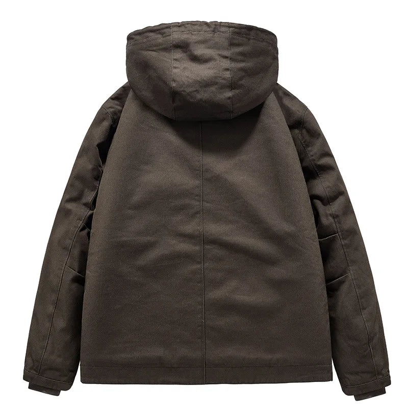 New Fashion Men Hooded Fleece Warm Down Jackets Casual Fit Coats Quality Male Cotton Multi-pockets Cargo Jackets Tooling Coats 4