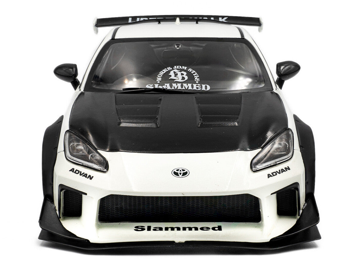 2024 Toyota GR86 LBWK Body Kit RHD (Right Hand Drive) Pearl White with Carbon Hood 1/18 Diecast Model Car by Solido