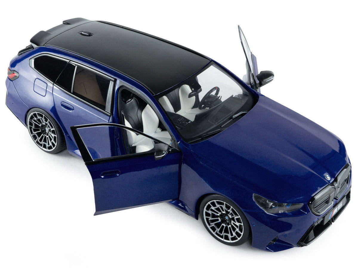 2025 BMW M5 Touring Marina Bay Blue Metallic with Black Top 1/18 Diecast Model Car by Solido