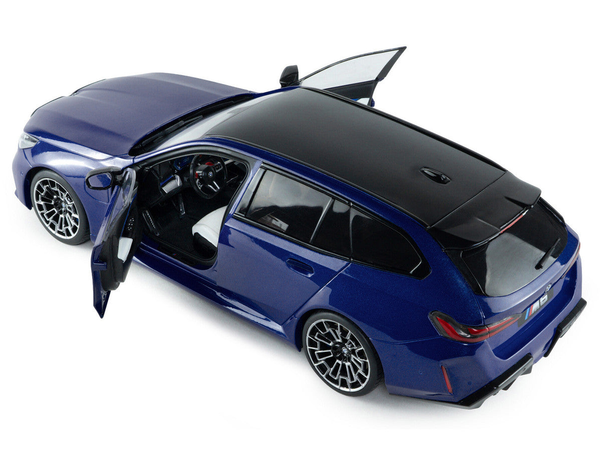 2025 BMW M5 Touring Marina Bay Blue Metallic with Black Top 1/18 Diecast Model Car by Solido
