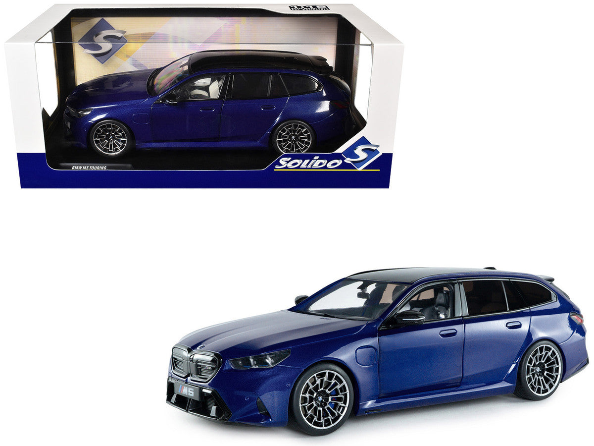 2025 BMW M5 Touring Marina Bay Blue Metallic with Black Top 1/18 Diecast Model Car by Solido