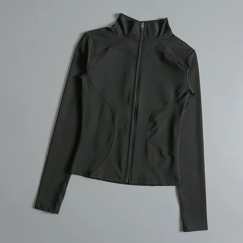 Women Zip Fitness Yoga Shirt Long Sleeve Sports Jacket Gym Top Activewear Running Coats Workout Clothes Woman