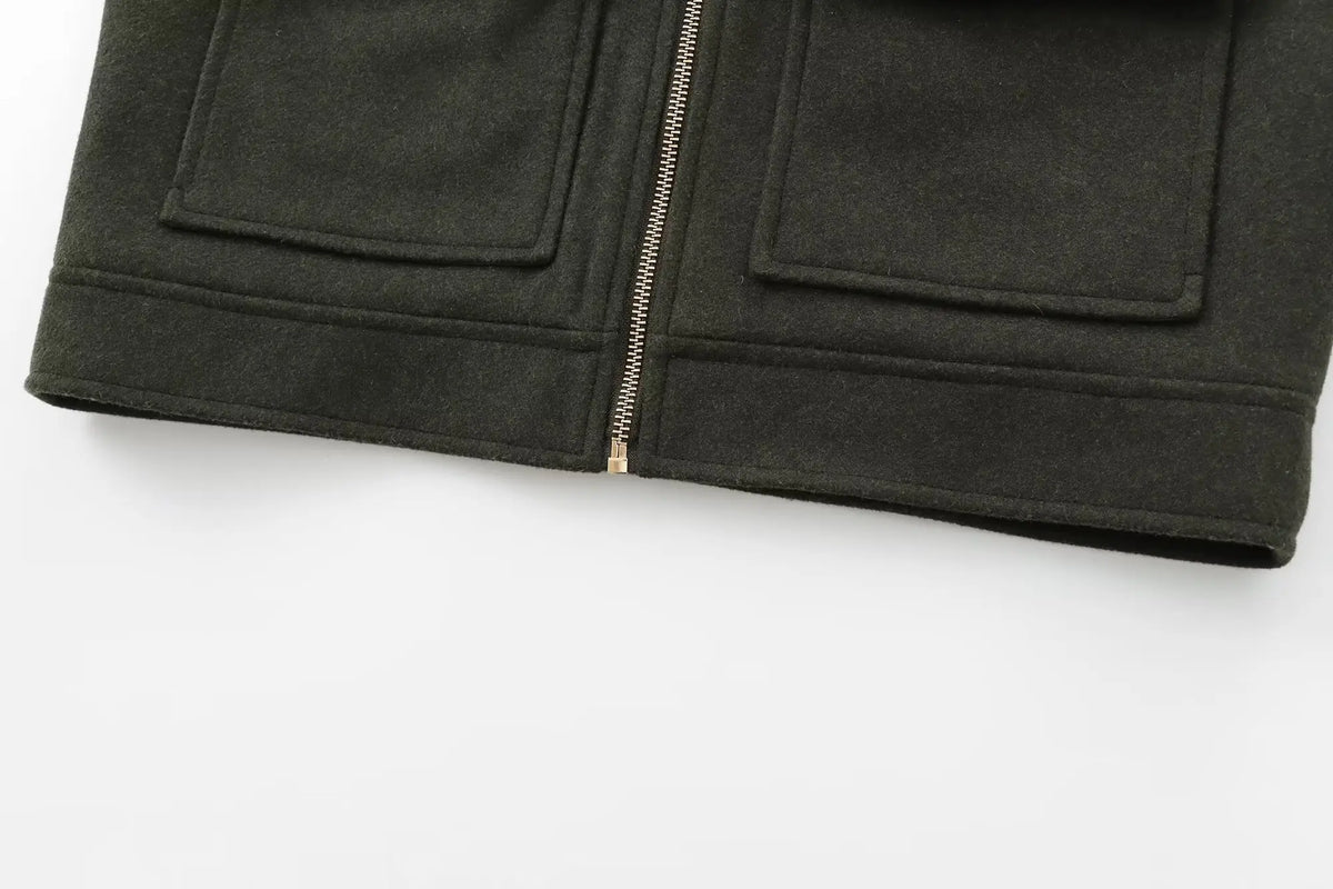 Women's Zipper Jacket Coat New Winter Long Sleeve Pocket Outerwear Coat Short Street Elegant Women's Jacket