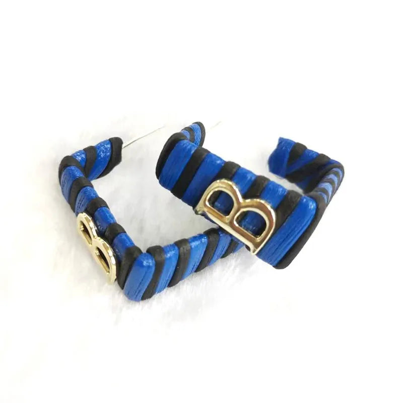 28 Colors Zebra Pu Leather Square Hoop Earrings For Women Fashion Jewelry Letter Alphabet Geometric Stripe Pendientes Mujer