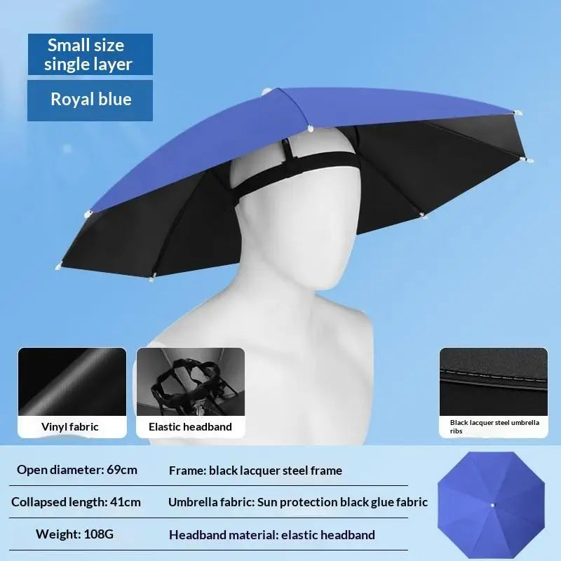Foldable Head Umbrella Hat Windproof Fishing Head Wearing Sunshade Rain Gear Outdoor Portable Umbrella Camping Beach Head Hats