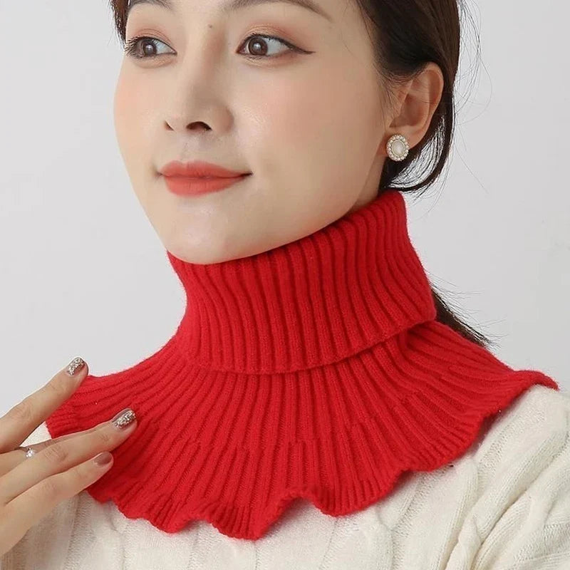 Warm Knitted Fake Collar Women Thicken Turtleneck Ruffles False Collars Detachable Neck Guard Winter Windproof Fake Collar