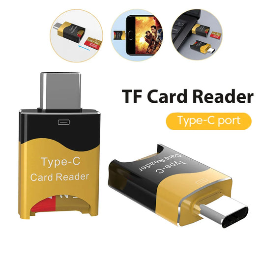 Mini Type-C Card Reader Storage Memory TF/SD Micro Card CardReader OTG USB C Adapter For iPhone 17 16 15 Samsung Tablet Laptop