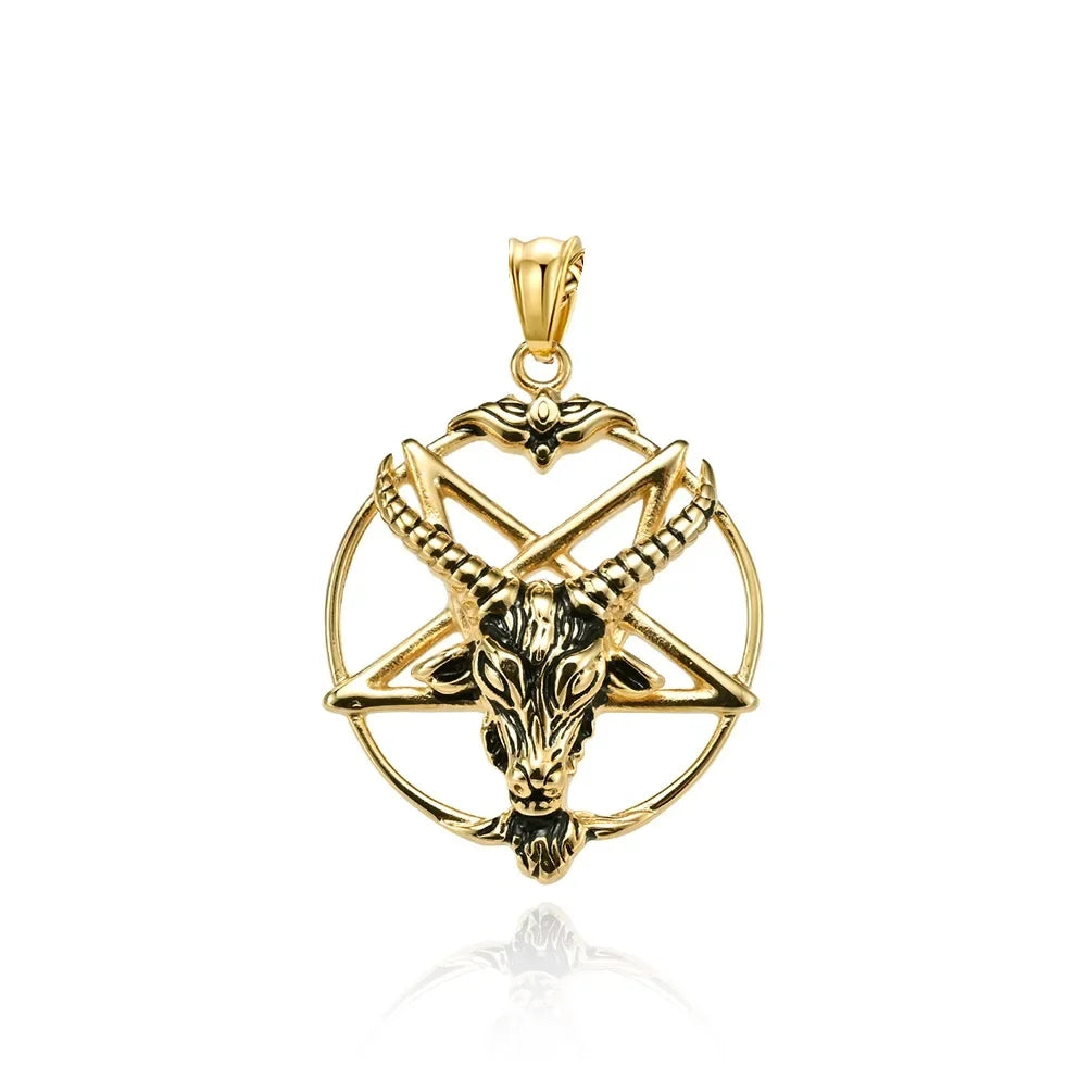 DARHSEN Men Stainless Steel Statement Pendant Necklace Baphomet Goat Satanic Satan Demon Devil Fashion Jewelry