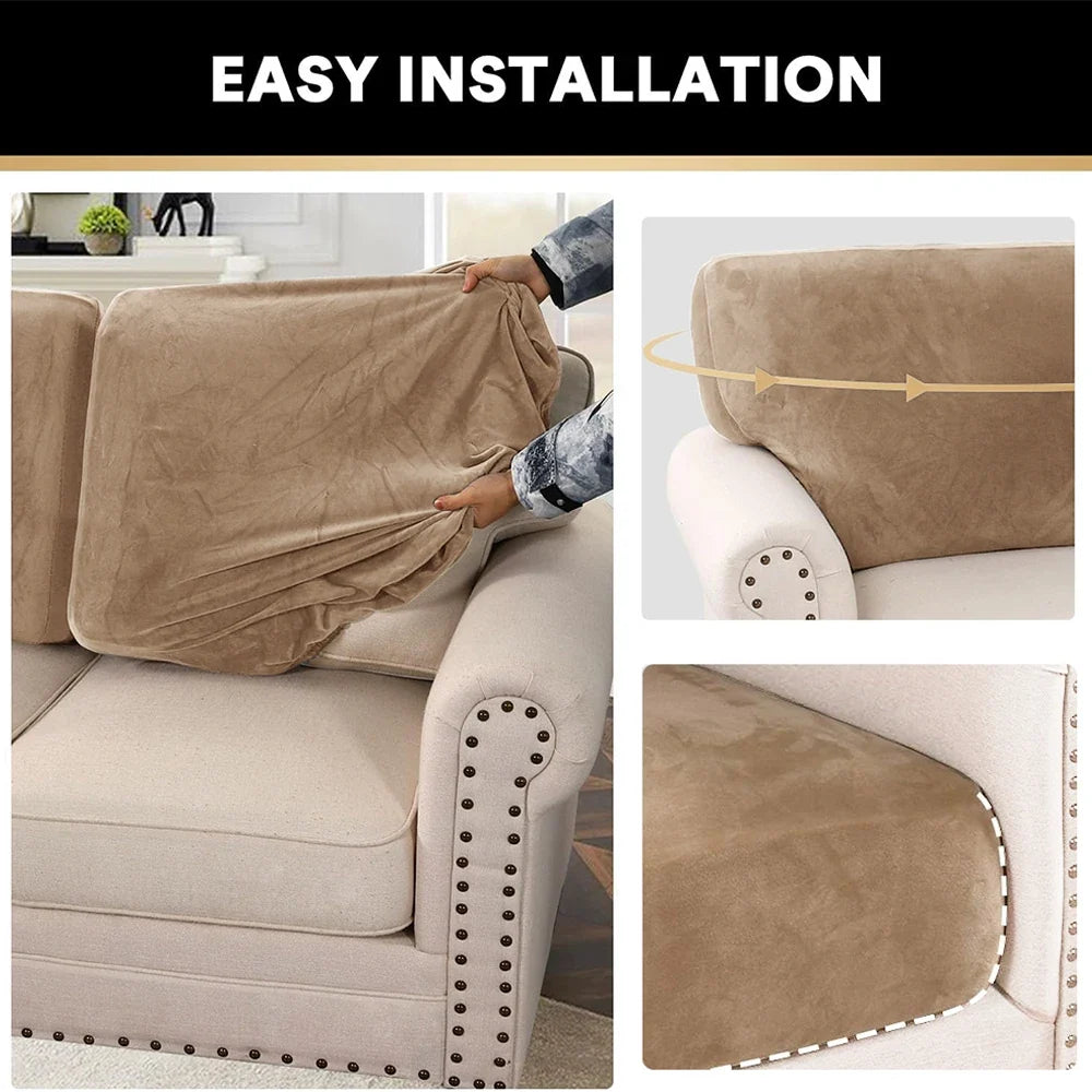 Super Soft Velvet Sofa Cover for Living Room Stretchy Washable Furniture Protector Luxury Universal Sofa Seat Cushion Cover Home