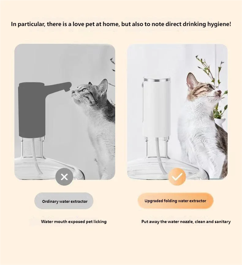 HOMEFISH Electric Water Bottle Pump 1200mAh Type C Rechargeable LED Display Automatic Touch Button 3 Quantitative Settings