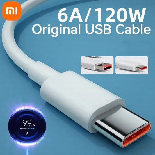 Xiaomi 6A USB Type C Cable Charger 120W Turbo Tipo Fast Charging For Redmi 13 12 11 10 Pro Ultra Poco X3 Redmi Note K70 6050 40