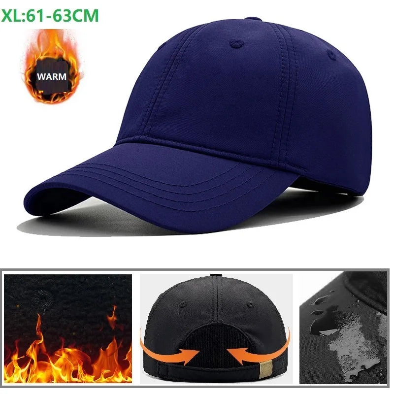 Waterproof Windproof Winter Warm Knit Beanie Fishing Hat Cap, Slouchy Soft Black Headwear Great for Winter Ski Walking Running