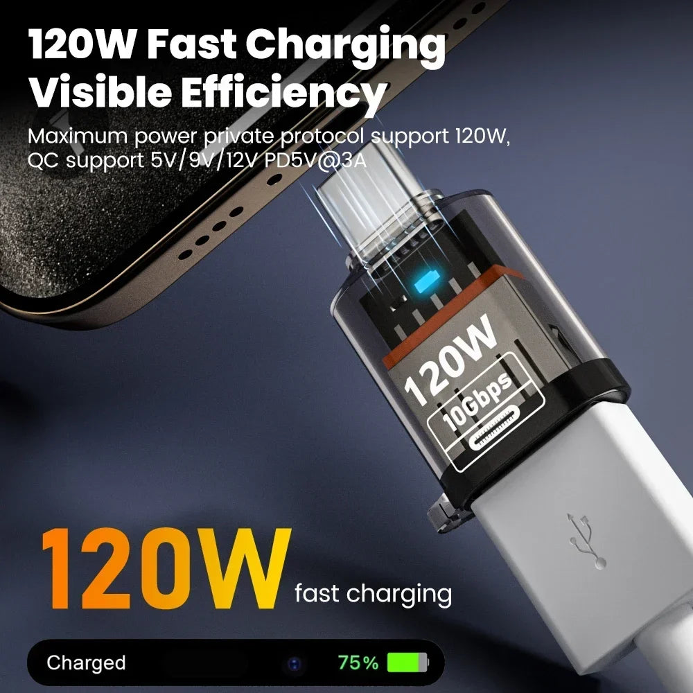 120W Fast Charging USB 3.2 To Type C Adapter OTG 10GB High Speed Data Audio Transfer for PC Tablet Xiaomi Huawei USB C Converter