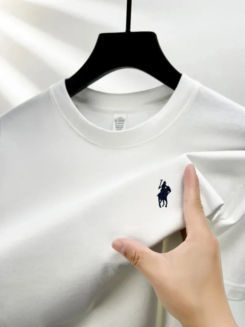 2026 Summer Men's Knitted Cotton Short sleeved T-shirt Fashionable and Comfortable Printed Breathable Top