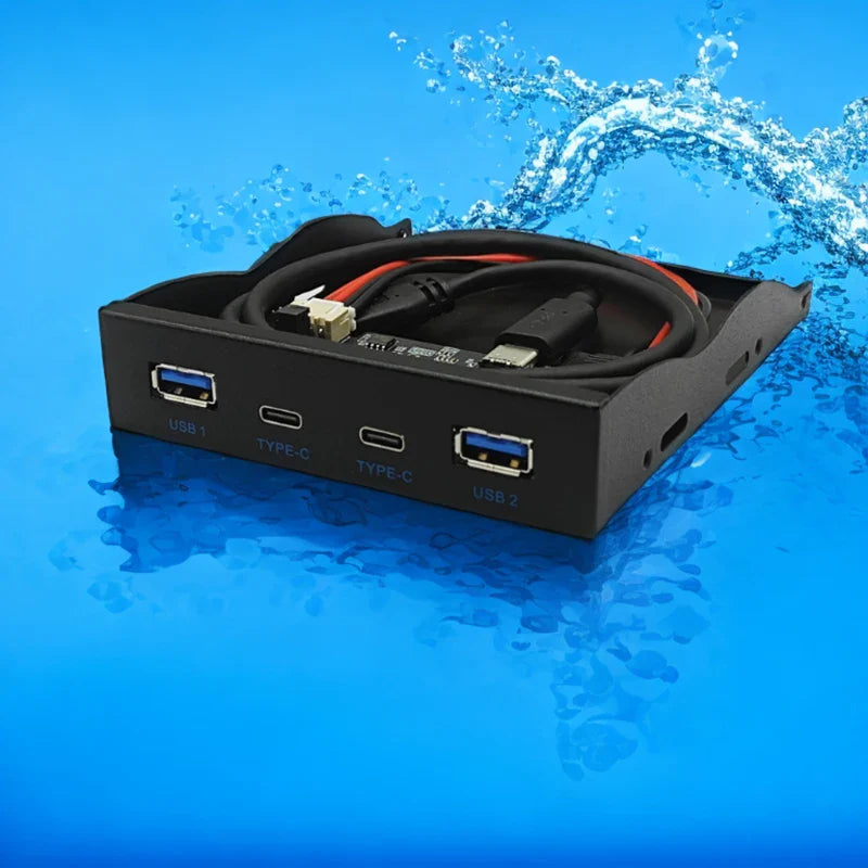 NEW 10G USB 3.2 GEN2 Front Panel HUB 2x USB3.2 GEN2 + 2x TYPE-C Adapter TYPE E to Front Type C for Desktop 3.5" Floppy Drive Bay