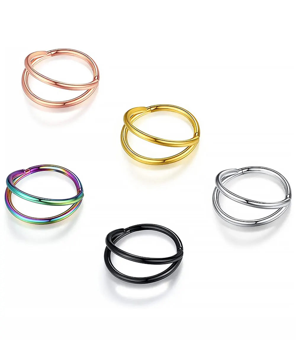 Double Septum Rings Nose Rings Hoops Cartilage Hoop Earring Piercing Nose Open Stacked Hoop Nose Rings 16G 18G 20G 6/8/10mm