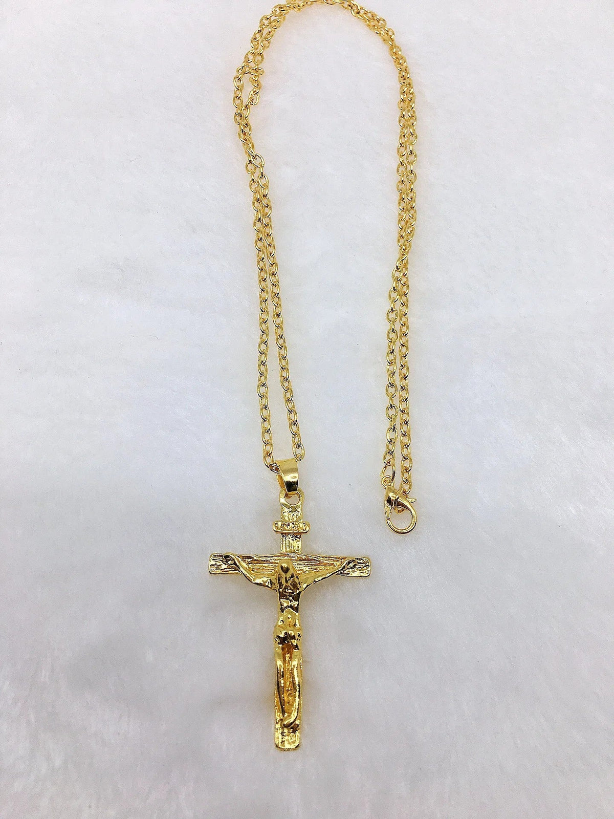 Fashion Crucifix Jesus Christ Men Jewelry Gold Brown Silver Color Metal Cross Pendant With Neck Chain Necklaces For Women