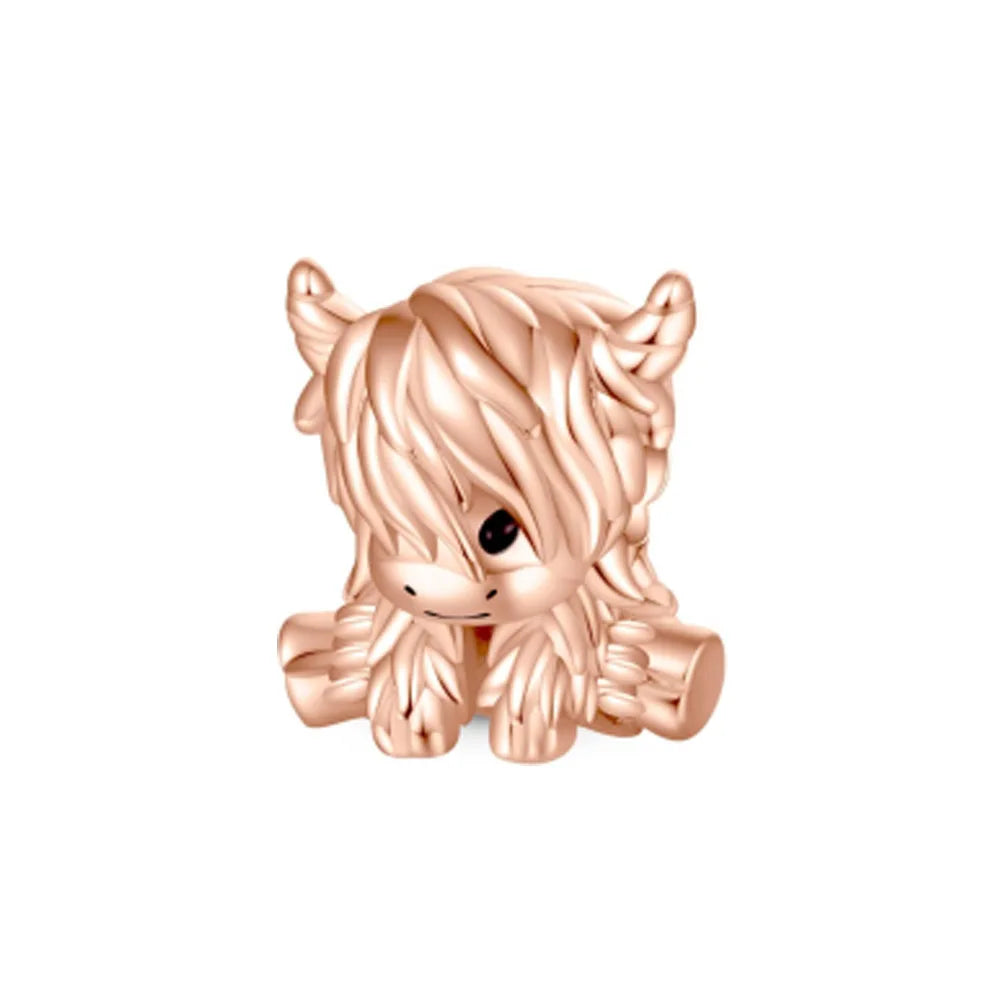 Fashionable 925 Sterling Silver Highland Cow Animal Pendant Suitable for Bracelets, Necklaces, DIY Women's Jewelry Accessories