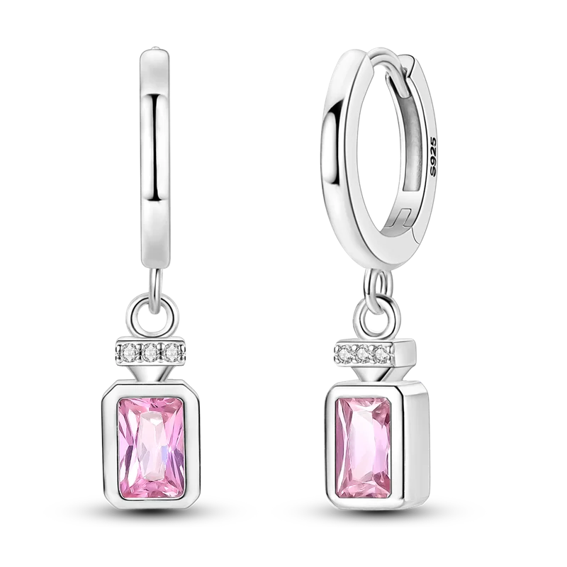 Genuine 925 Sterling Silver Love Feather Earrings Fit Original Charms Hoop For Women Girls Stud Earring Fine Jewelry Gifts