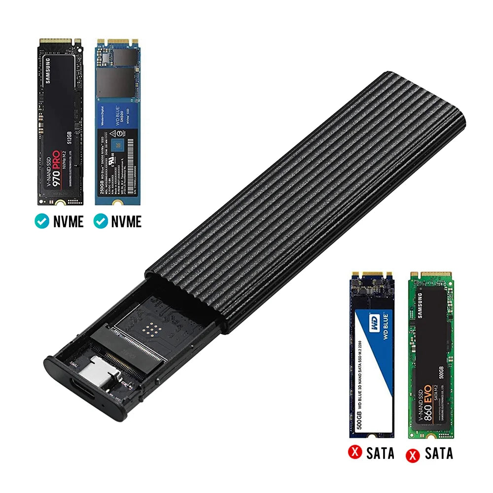 USB3.1 M.2 SSD Enclosure Mobile Case Supports NVME Protocol To Type-C Solid Metal External Hard Disk Case Laptop Phone SSD