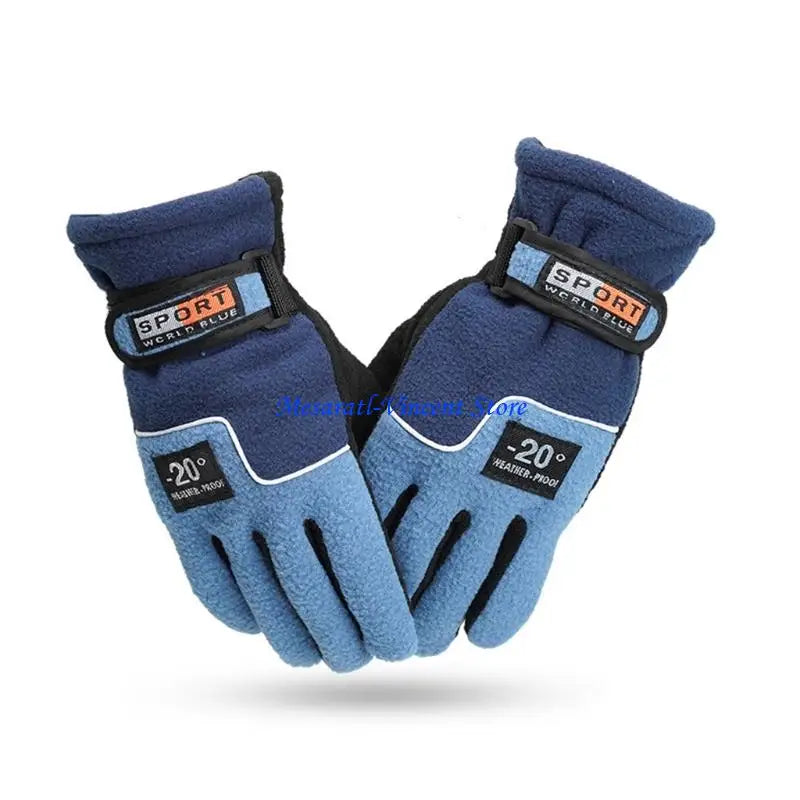 A70F Winter Warm Thermal Motorcycle Gloves Fleece Mittens For Women Men Snow Sports Hiking Back Windproof Lightweight