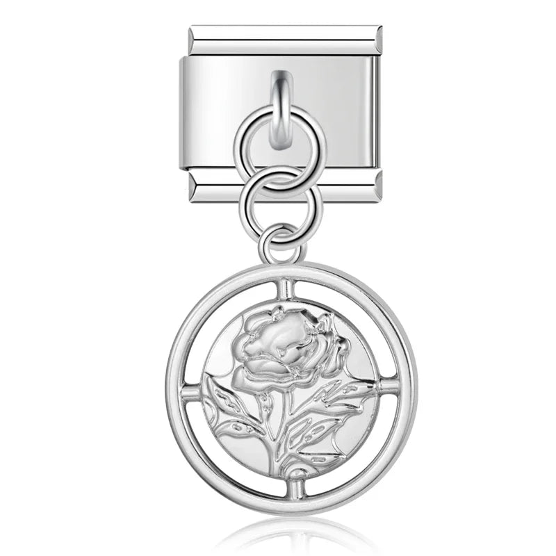 Hapiship 9mm Width Original Daisy Unicorn Angel Cup Santa Claus Italian Charm Fit Bracelet Stainless Steel Jewelry Making DJ050