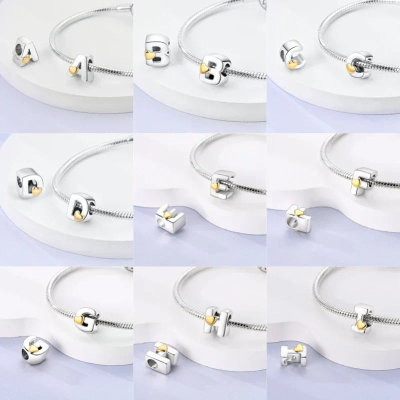 Fit Qikaola 925 Original Bracelets Love 26 English Letters Series Silvering Charms Beads For DIY Birthday Jewelry Making