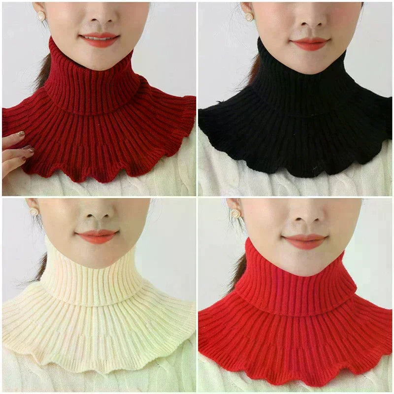 Warm Knitted Fake Collar Women Thicken Turtleneck Ruffles False Collars Detachable Neck Guard Winter Windproof Fake Collar