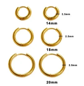 Shiny Zircon Hoop Earrings for Women Trendy Golden Stainless Steel Circle Earring Jewelry Pendientes