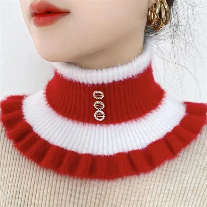 Warm Knitted Fake Collar Women Thicken Turtleneck Ruffles False Collars Detachable Neck Guard Winter Windproof Fake Collar