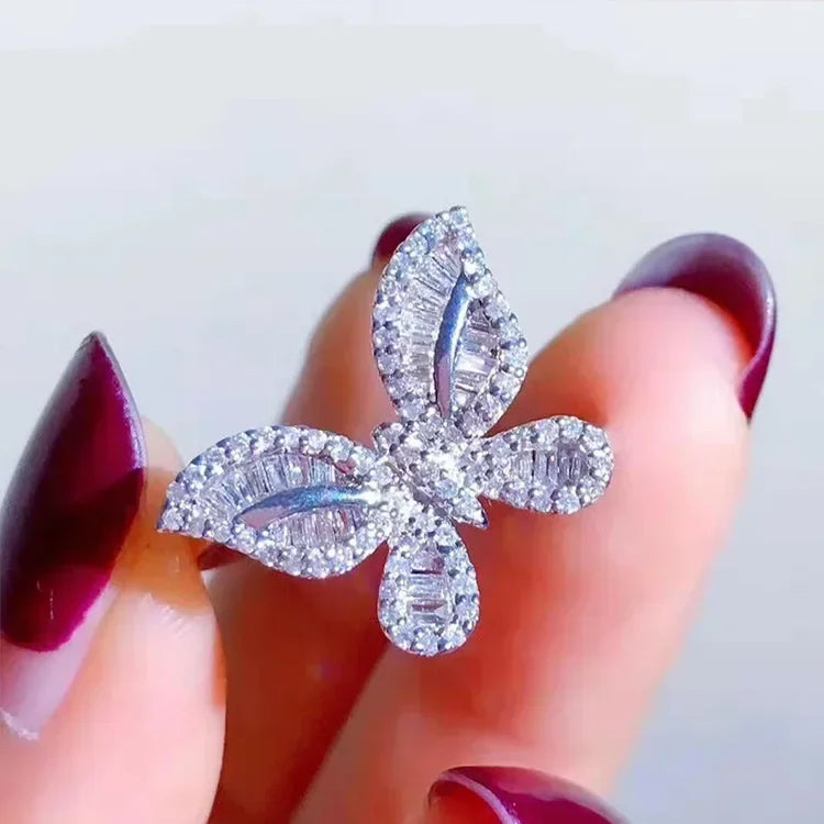 2026 New Trendy Butterfly silver color cute Fashion Ring For Women Party Gift  Jewelry Wholesale R6134