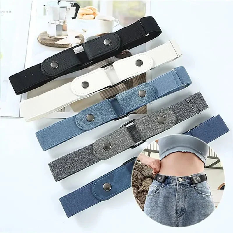 Buckle-Free Invisible Elastic Belt Adjustable Stretch Waist Band for Women Men Jean Pants Dress No Buckle Easy to Wear