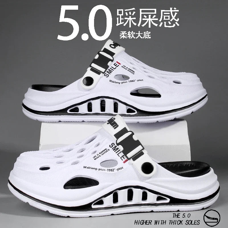 2026 New Men's Holes oes Summer Thi Bot Anti-Slip Driving Beach Slippers Spor Casual EVA Injection Moulding Footwear