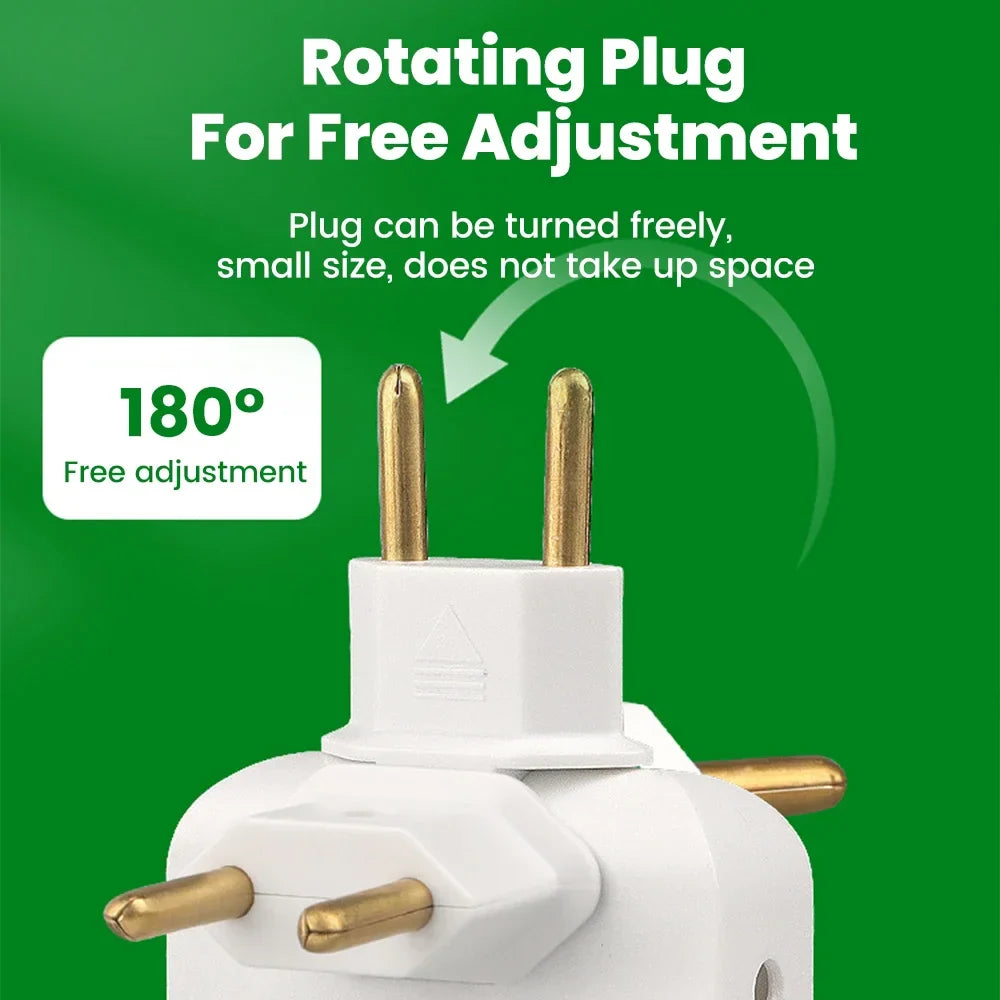 180° Rotatable Travel EU Extension Socket 3-in-1 Universal Power Converter European Standard Wireless Outlet Adapter 250V 2500W