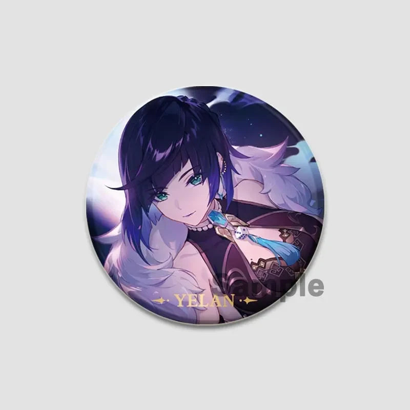 Genshin Impact Game Brooches 58mm Round Button Pins for Backpack Jackets Jewelry Cartoon Cosplay Badge Hutao Zhongli Xiao Badges
