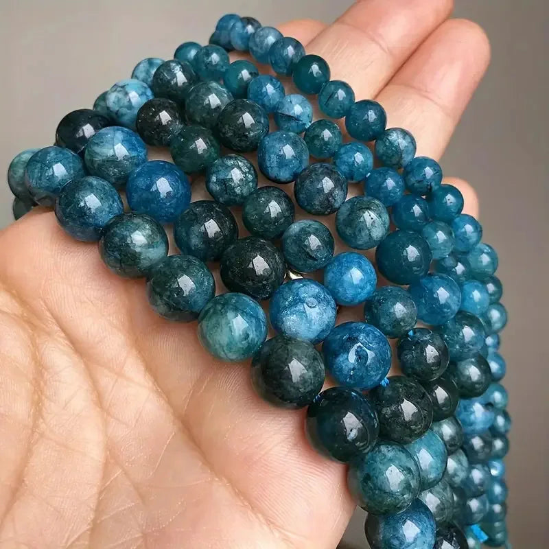 1 Strand Natural Blue Apatite Stone Beads 4/6/8/10mm Round Gem Bead for DIY Bracelet Charms Jewelry Making Beaded Wholesale