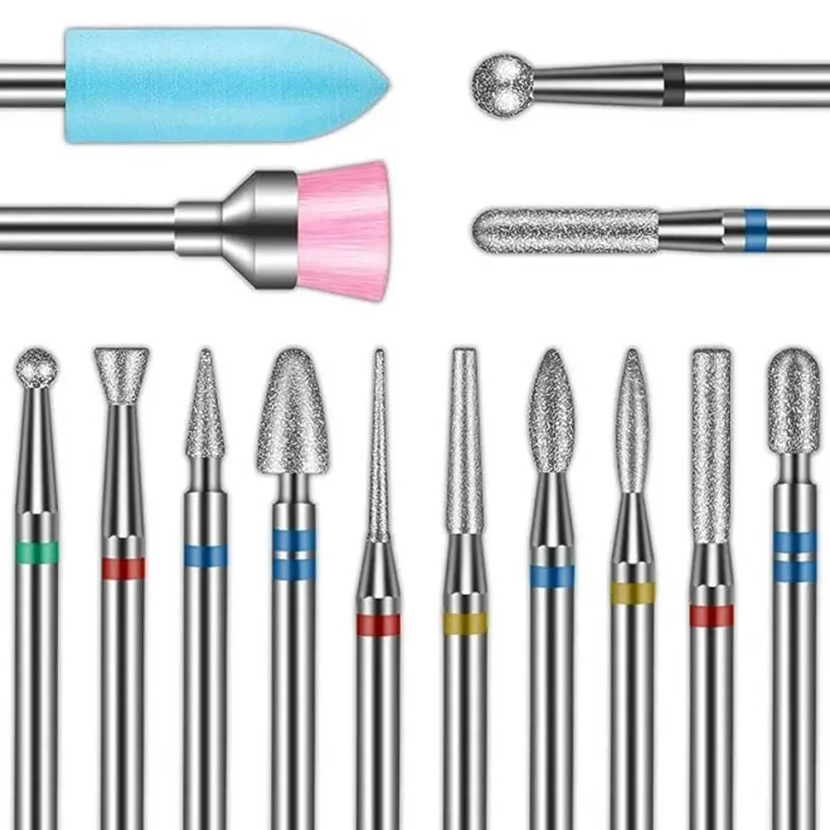 14pcs/set Nail Drill Machine Bit Nail Gel Removal Polishing Tools Pedicure Manicure Rotary Grinding Buffer Polisher