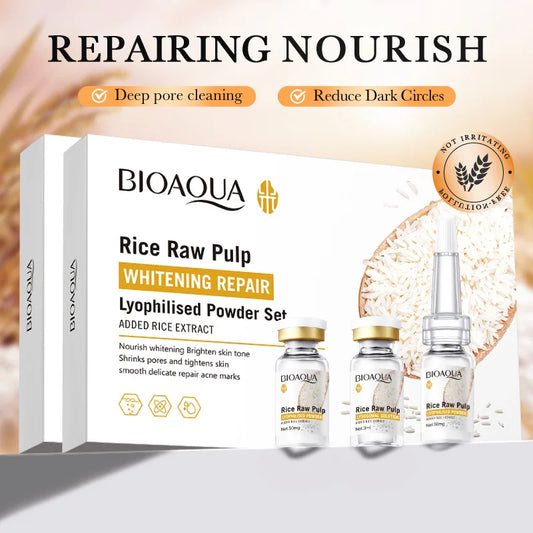 Bioaoua Rice Puree Freeze-Dried Powder, Penetrates and Nourishes, Repairs Damaged Skin Texture, Rebuilds Skin Barrier, Whitens and Brightens Skin Tone, Increases Skin Elasticity, a Product Specifically for Beauty Salons, Can Also Be Used at Home for Be...