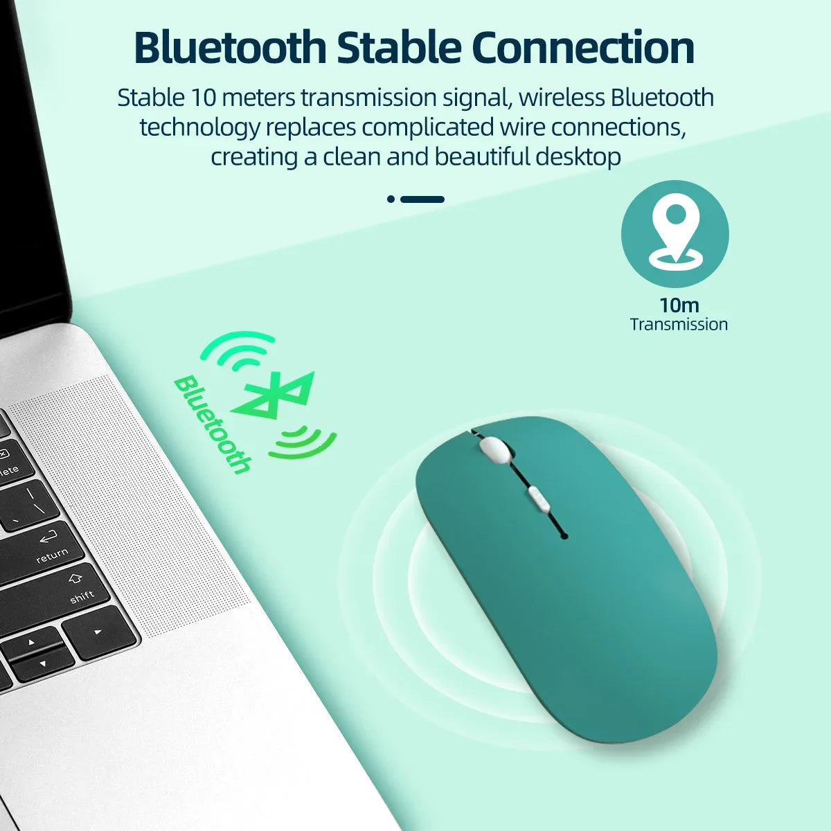 Bluetooth 5.0 Wireless Mouse Ultra Slim Portable Silent Ergonomic for Laptop Tablet PC MacBook Phone Adjustable DPI Ergonomic