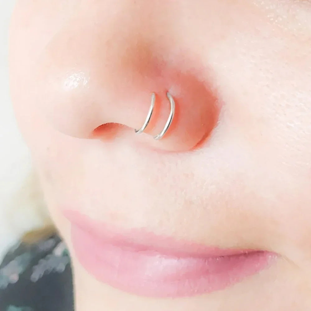1pc Stainless Steel Nose Septum Clicker 20G 16G Flower Cubic Zirconia Decorated Piercing Nose Ring, Suitable For Daily Wear