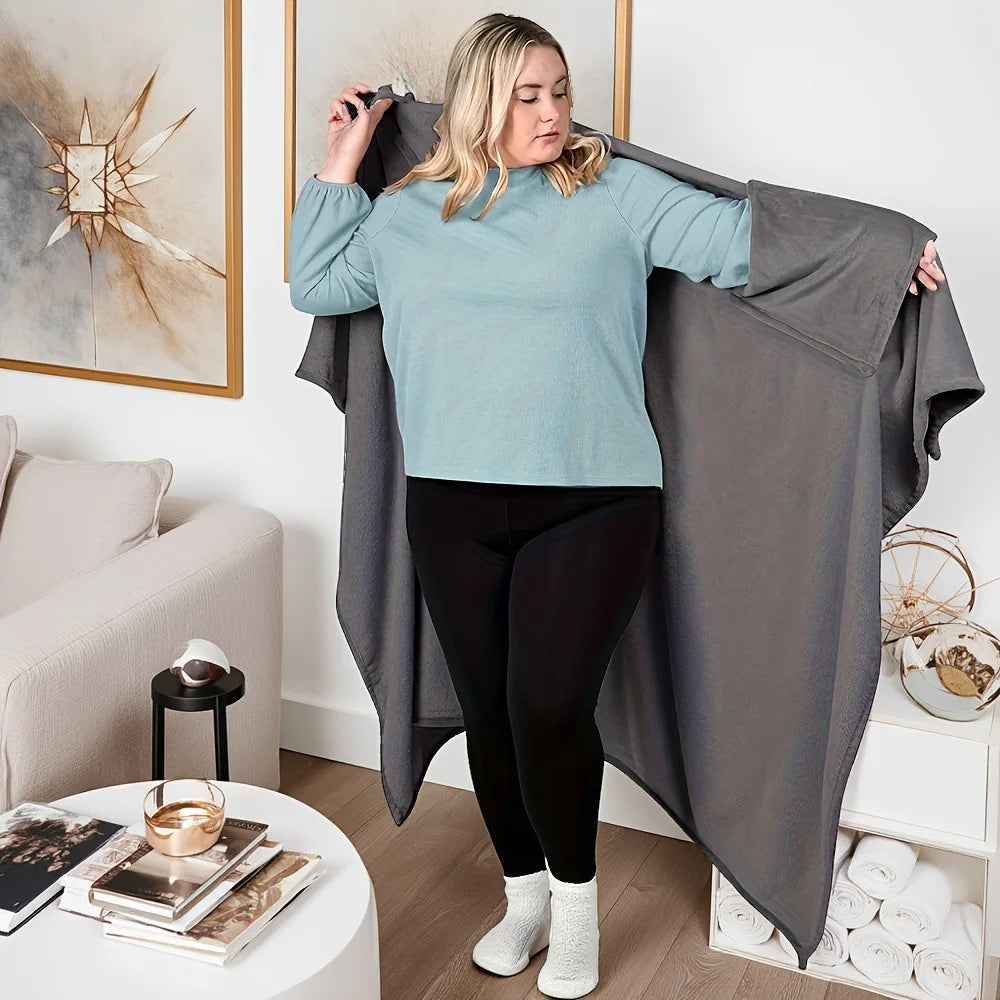 Cozy Flannel Winter Wearable Blanket Warm Sofa Throw Blanket Soft Thickened Leisure Blanket Winter