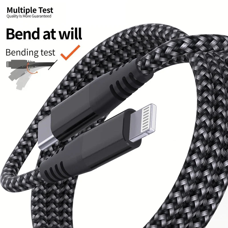 LAIHONEN 1 Pack MFi Certified USB C to Lightning Nylon Braided Fast Charging Cable 1M 2M 3M for iPhone 13 12 11 Pro Max