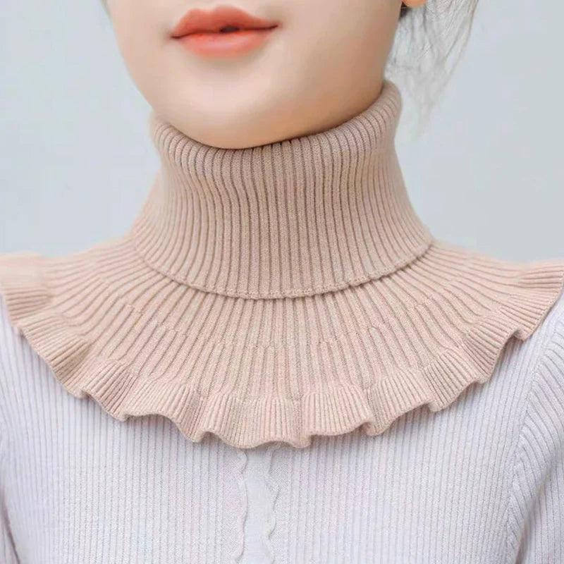 Warm Knitted Fake Collar Women Thicken Turtleneck Ruffles False Collars Detachable Neck Guard Winter Windproof Fake Collar